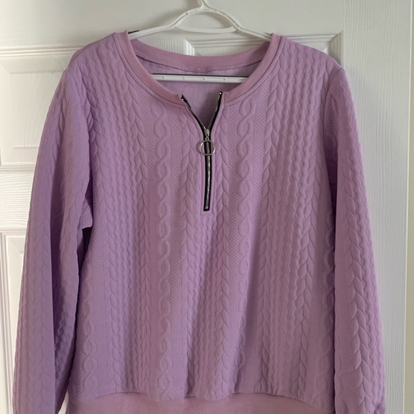 Lavender Cable Knit Sweater with Zipper - Picture 1 of 4